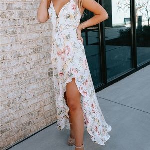 Floral silk high low dress